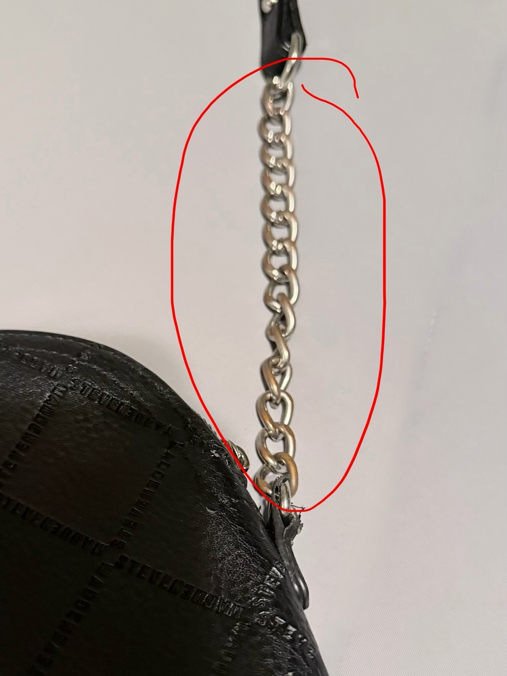 Steve Madden Faux Leather Crossbody Bag in Black with Silver Chain - Picture 16 of 16